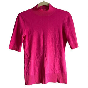 MILLY MOCK NECK BARBIECORE SHORT SLEEVE SWEATER